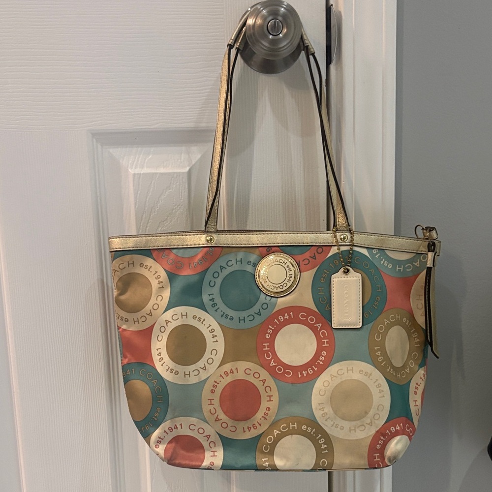 Coach Colorful Circle Pattern Tote